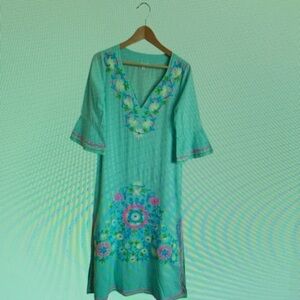 Elegant Teal Floral Dress